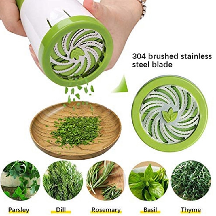 Manual Herb & Spice Grinder, Vegetable Chopper, Handheld Food Cutter, Compact Kitchen Tool for Herbs, Spices and Vegetables