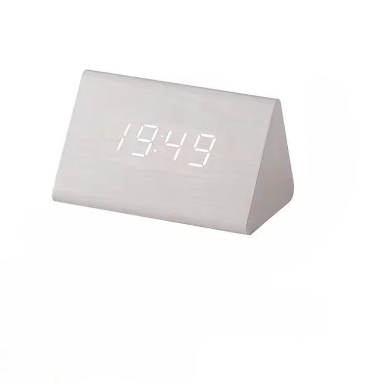 Wooden Digital Alarm Clock with LED Display, Temperature & Sound Control