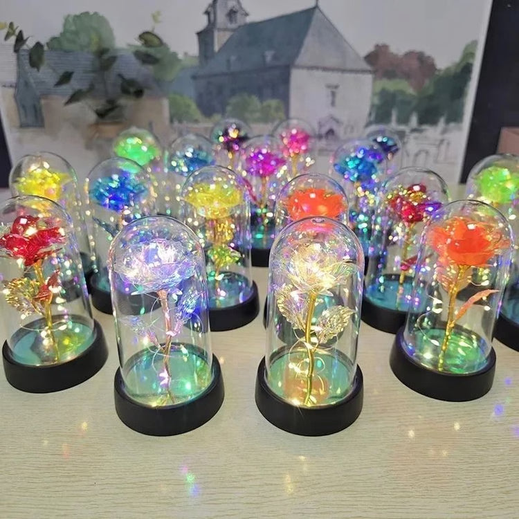 Artificial Rose Flower with LED Light Valentines Day Gift for Home Decor