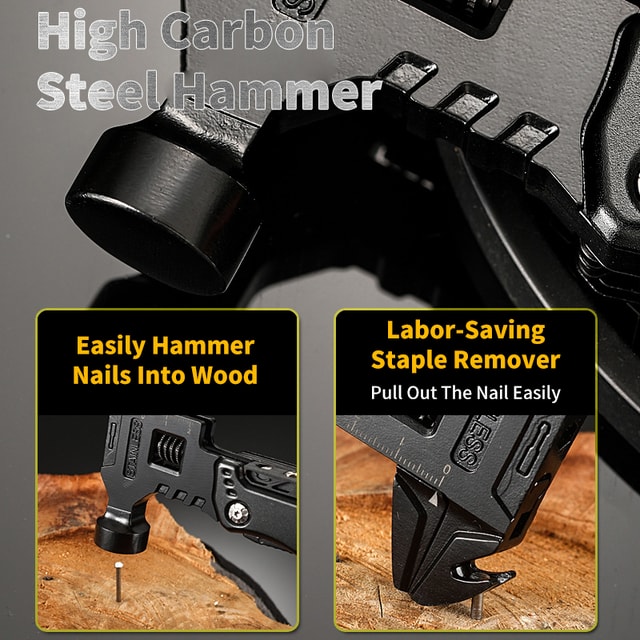 Stainless Steel Multifunctional Camping Multi-Tool with Hammer, Pliers, Wrench & Utility Blade