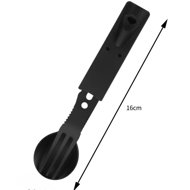 Stainless Steel Camping Utensil Set – Knife, Fork, Spoon & Whistle for Outdoor Use