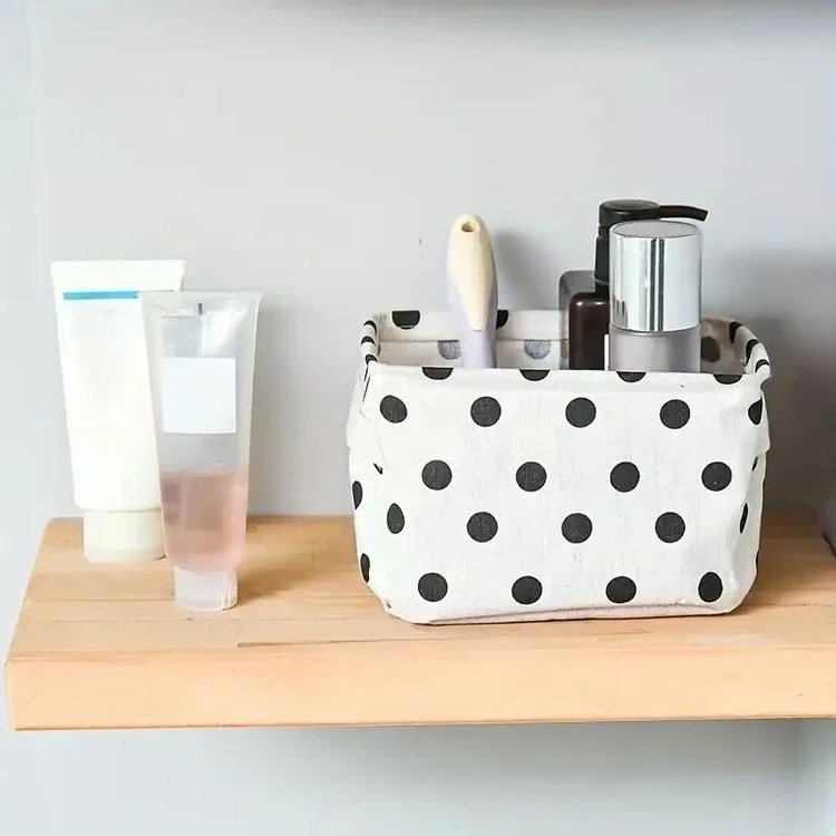 Foldable Cotton & Linen Desktop Storage Baskets (2-Pack) – Waterproof Canvas Organizer with Handles
