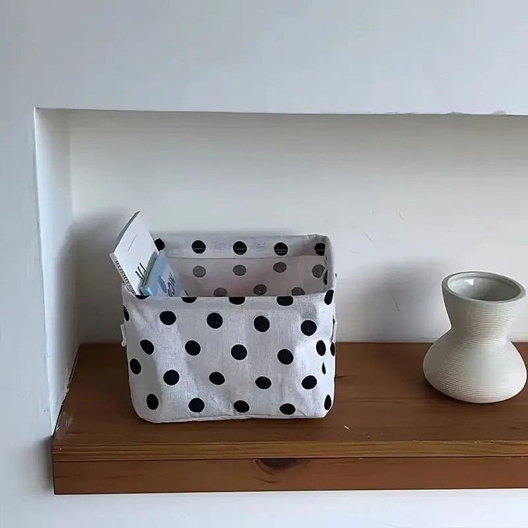 Foldable Cotton & Linen Desktop Storage Baskets (2-Pack) – Waterproof Canvas Organizer with Handles