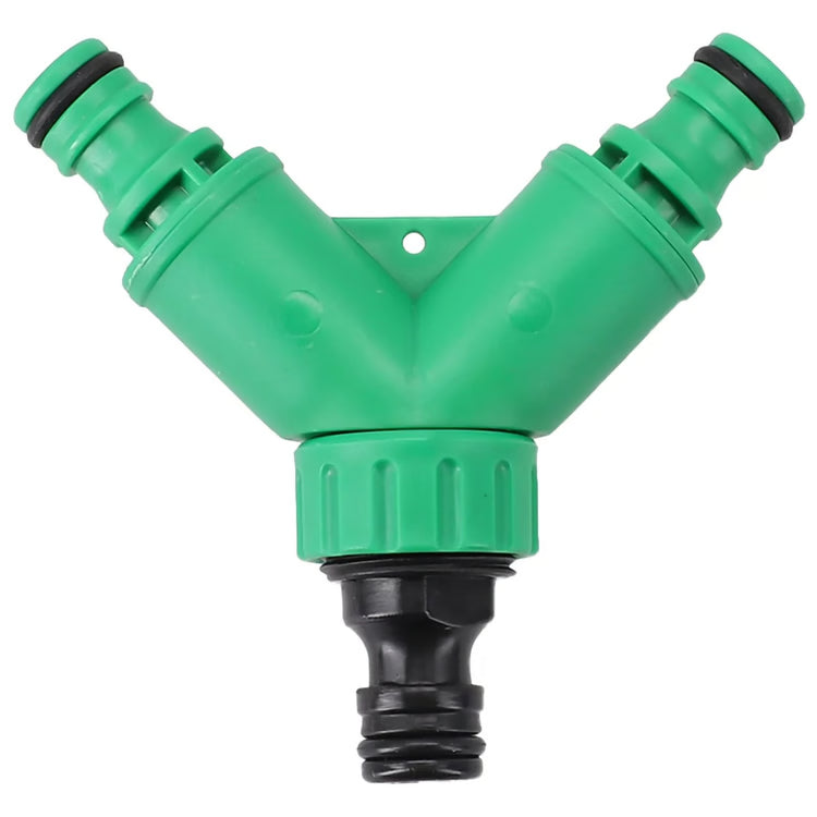 Garden Water Pipe Connector Y Shape Hose Splitter with Valve Plastic Two Way Adapter