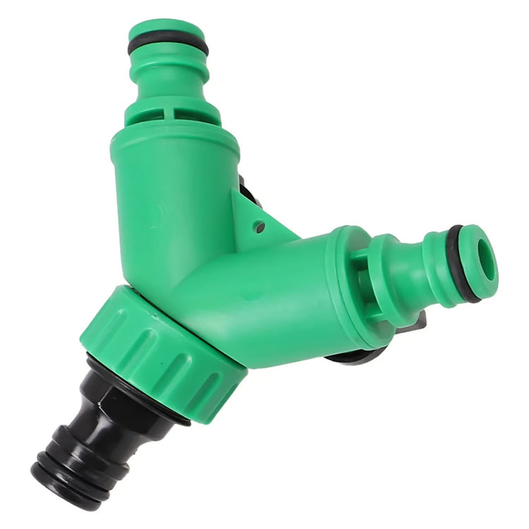 Garden Water Pipe Connector Y Shape Hose Splitter with Valve Plastic Two Way Adapter