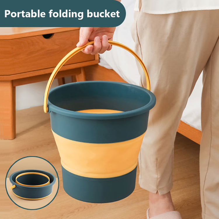 Silicone Folding Portable Bucket with Cover – Compact Camping, Car Wash & Outdoor Use