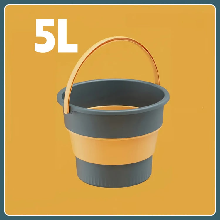 Silicone Folding Portable Bucket with Cover – Compact Camping, Car Wash & Outdoor Use