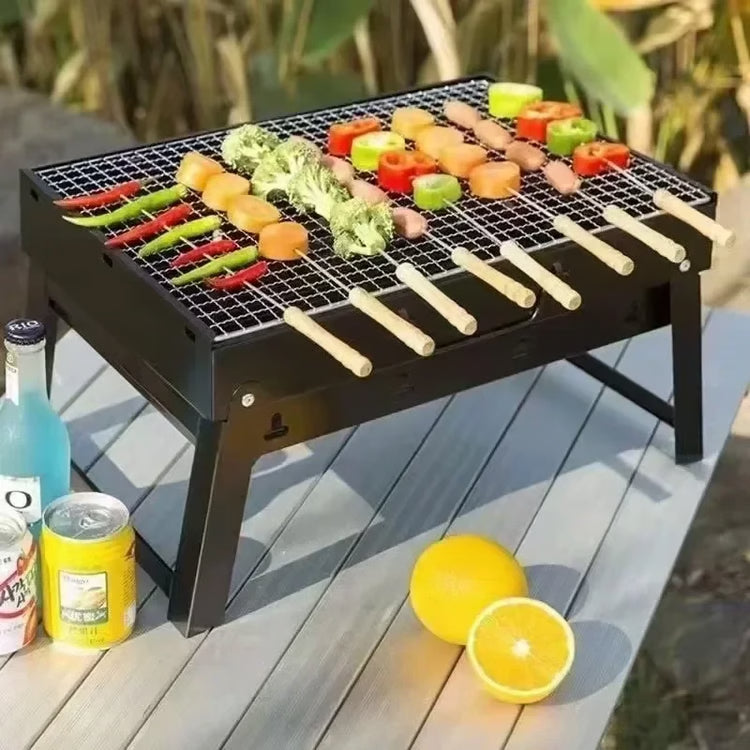 Portable BBQ Charcoal Grill Kit – Stainless Steel Mini BBQ Tool Set for Camping, Picnics & Outdoor Cooking