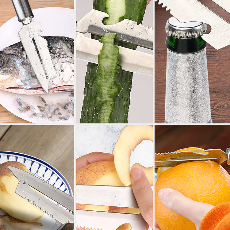 Stainless Steel Kitchen Knife & Fish Scale Peeler – Multi-Purpose Kitchen Tool