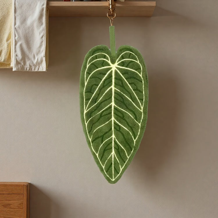 Tropical Leaf Bathroom Kitchen Towel, Quick Dry Plant Towels Ultra Absorbent, Hand Thumb Towel with Hanging Loop