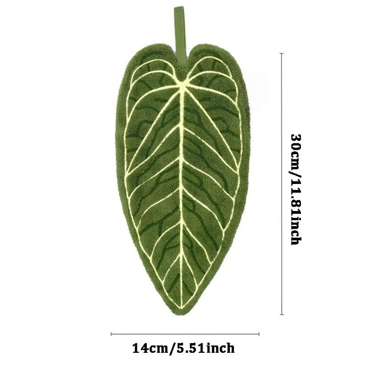 Tropical Leaf Bathroom Kitchen Towel, Quick Dry Plant Towels Ultra Absorbent, Hand Thumb Towel with Hanging Loop