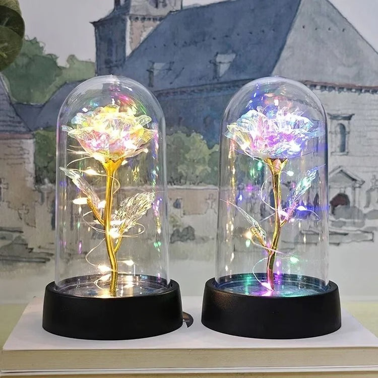 Artificial Rose Flower with LED Light Valentines Day Gift for Home Decor