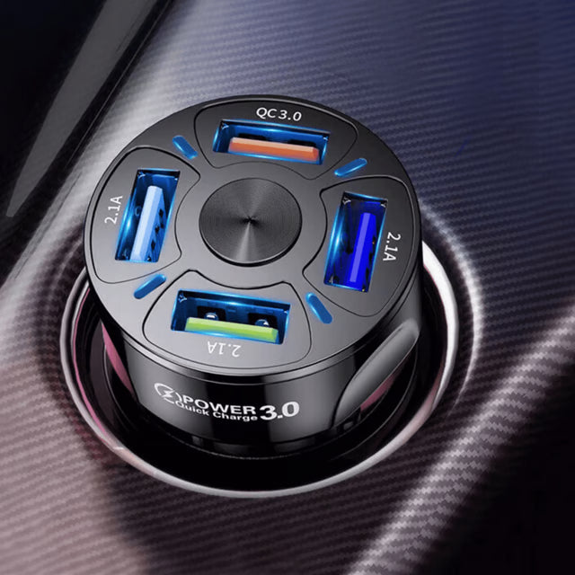 4 Port USB Car Charger Adapter for Compatible USB Devices