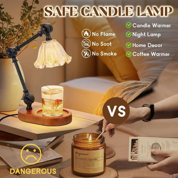 Adjustable Candle Warmer Lamp with Timer & Dimmable Wax Melt Warmer for Jar Candles – Includes 2 Bulbs