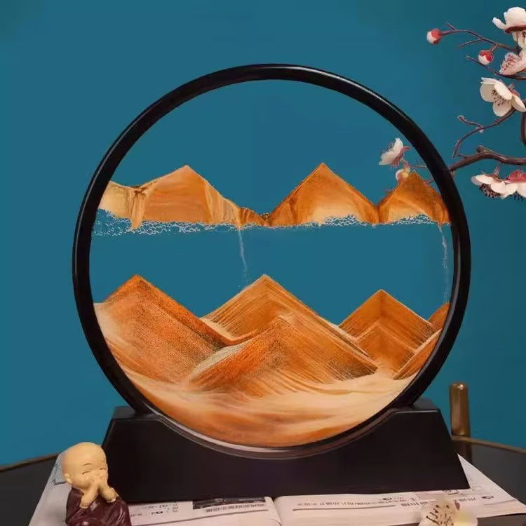 3D Moving Sand Art Picture | Round Glass Deep Sea Sandscape Hourglass Quicksand Craft for Office, Home Decor & Gift