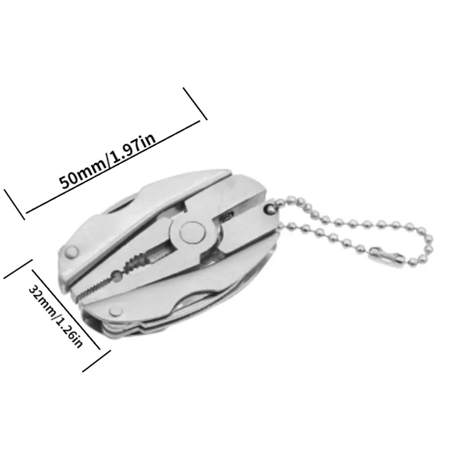 Portable Stainless Steel Multi-Tool with Pliers, Knife, Screwdrivers & Keychain