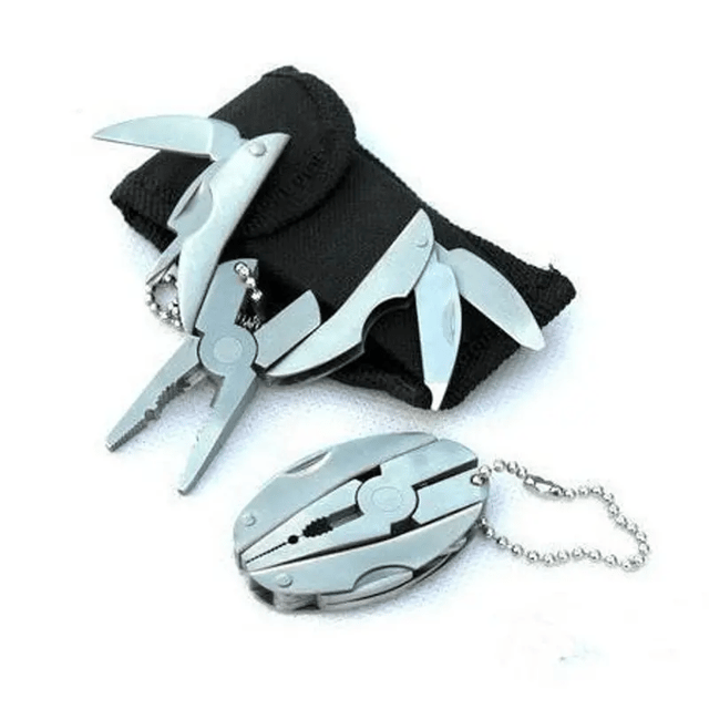 Portable Stainless Steel Multi-Tool with Pliers, Knife, Screwdrivers & Keychain