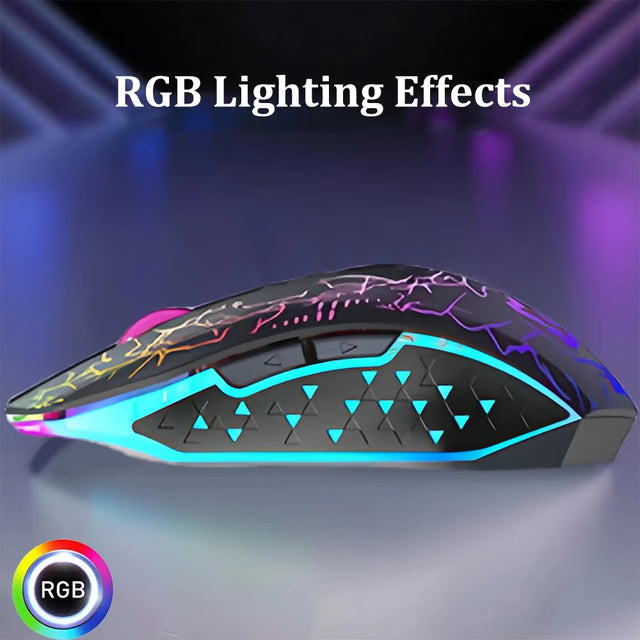 Wireless RGB Gaming Mouse with 6 Buttons, Type-C Charging & Honeycomb Design
