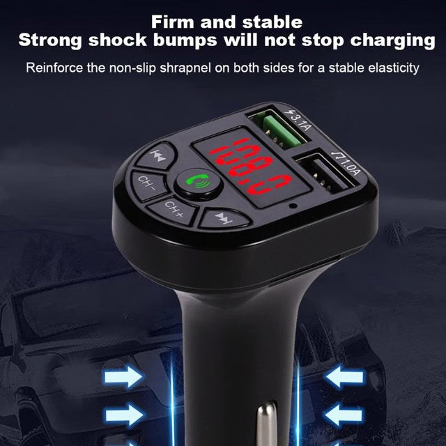 Bluetooth FM Transmitter with USB Charging & MP3 Playback