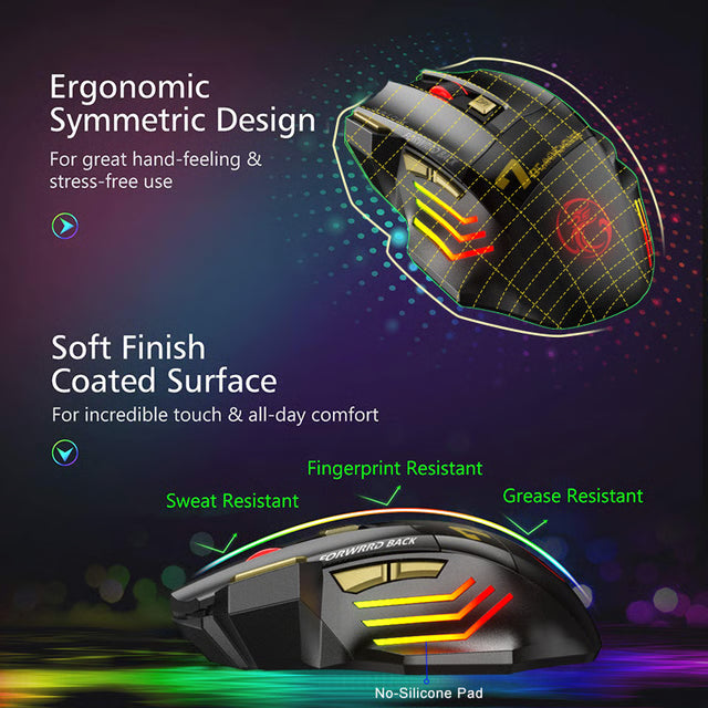 Rechargeable Bluetooth Gaming Mouse with 5500 DPI for Laptop & Desktop