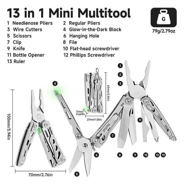 Compact Folding Multi-Tool with Pliers, Scissors, Screwdrivers & Utility Blade