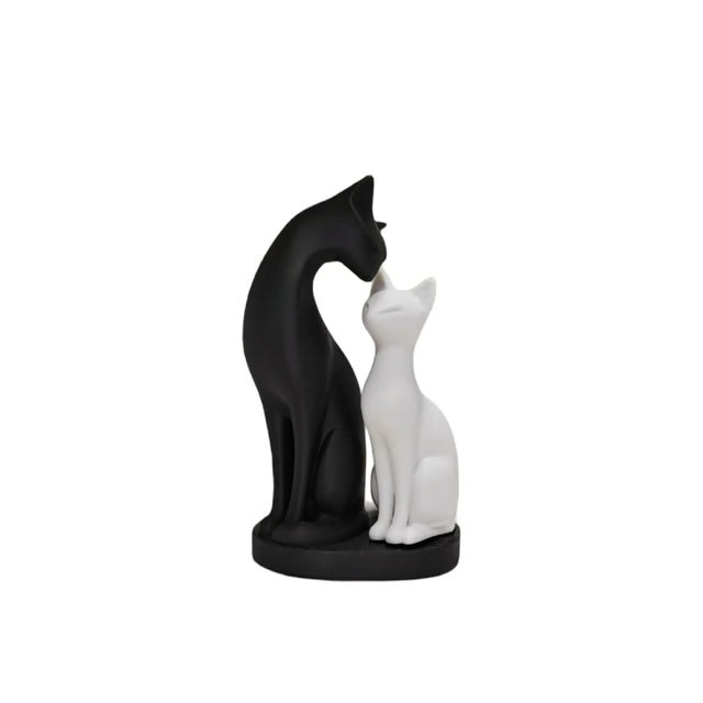 Black and White Cat Sculpture Modern Desk & Home Decor Accent