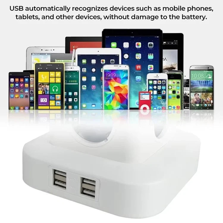 12-Way Power Strip with USB Charging & 2.8 m Extension Cord – EU Plug