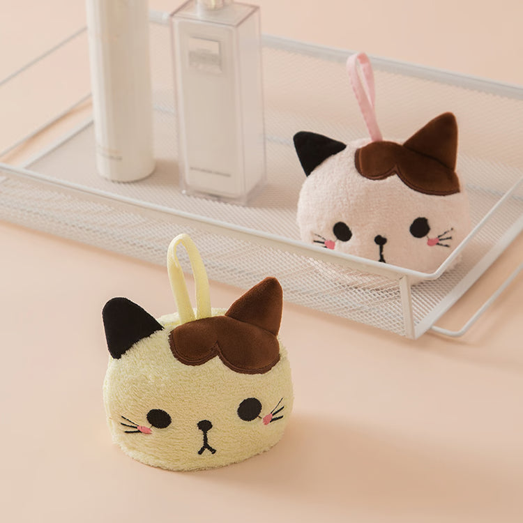 Cute Cartoon Cat Hand Towel – Thick Coral Velvet Cloth for Kitchen, Bathroom & Home