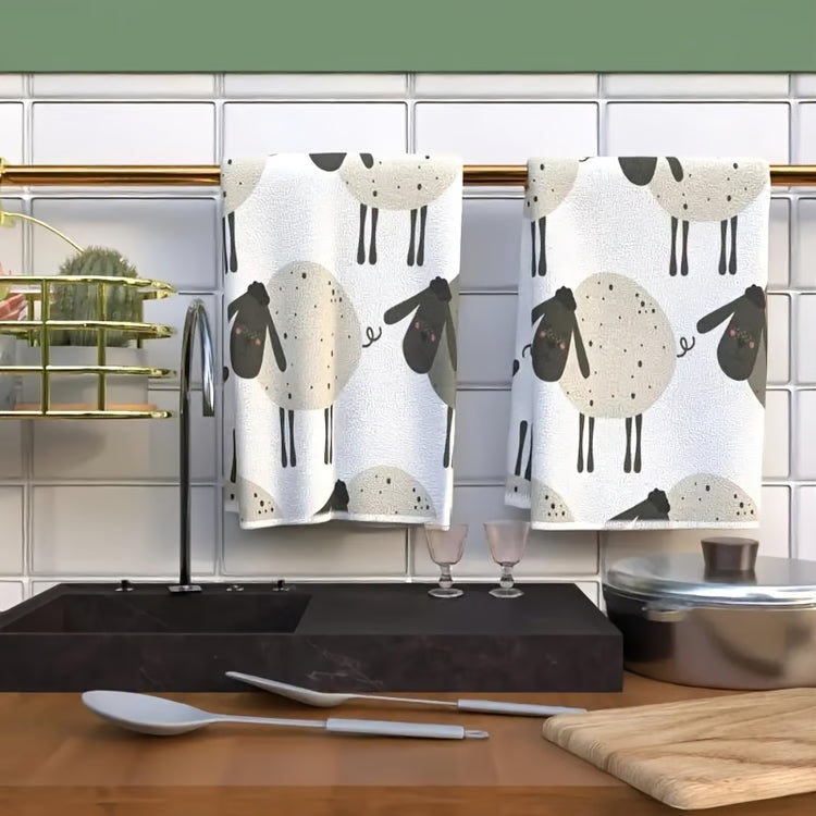 Cute Lamb Kitchen Towel Set – Soft Absorbent Cleaning Cloths for Kitchen, Cooking & Baking