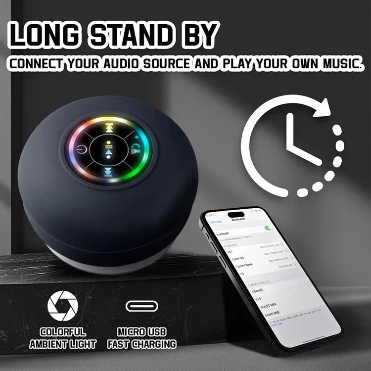 Portable Bluetooth Speaker with IPX4 Water Resistance & Suction Cup