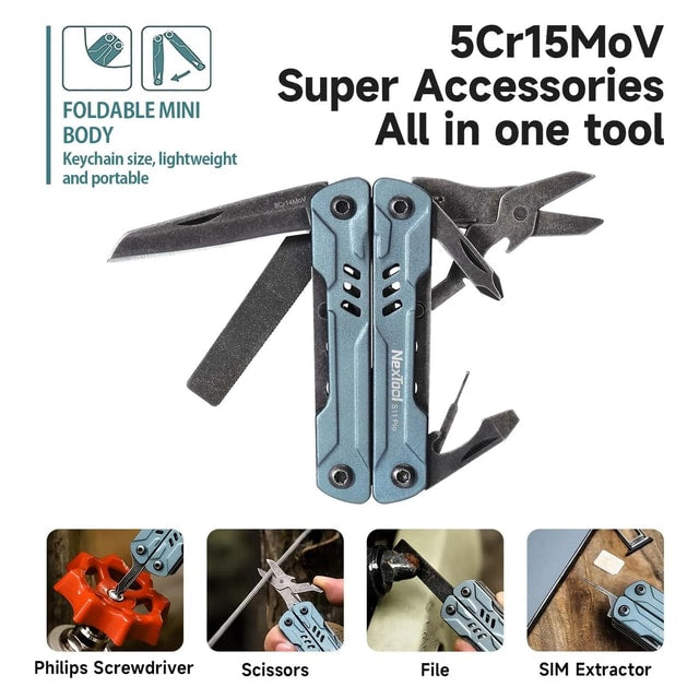 12-in-1 Compact Folding Multi-Tool with Pliers, Scissors & Screwdrivers