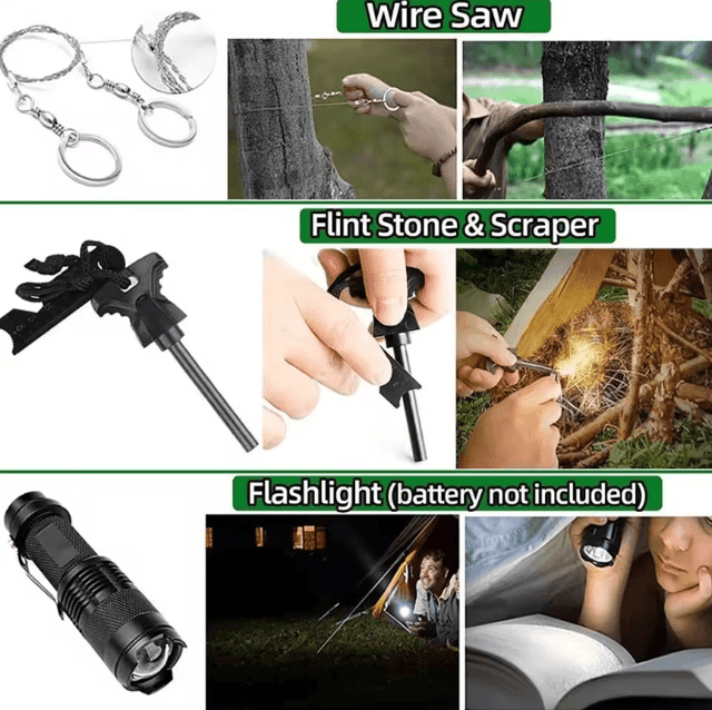 13-Piece Outdoor Utility Tool Kit for Camping, Hiking & Travel