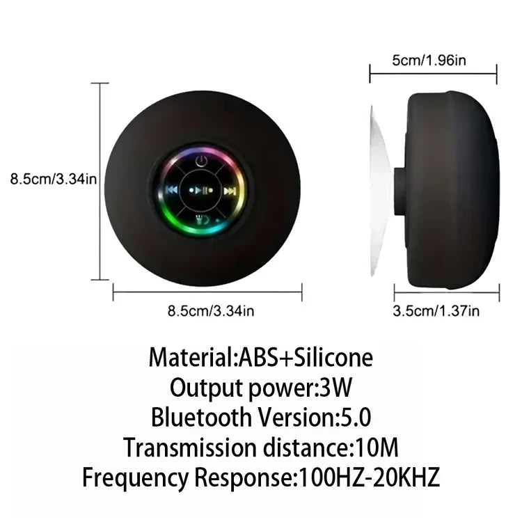 Portable Bluetooth Speaker with IPX4 Water Resistance & Suction Cup