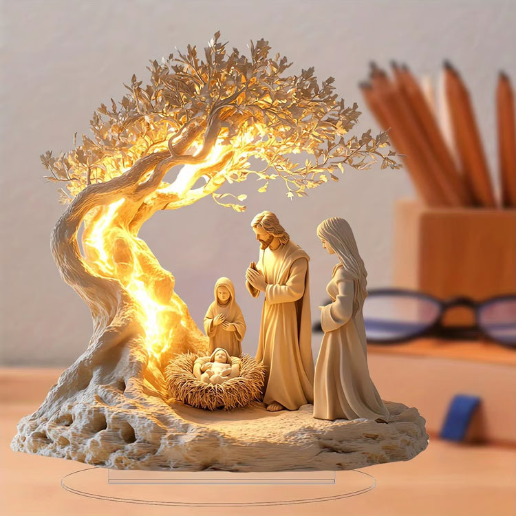 Jesus & Tree of Life Acrylic Ornament – Faith-Inspired Home Décor Gift