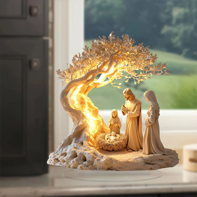 Jesus & Tree of Life Acrylic Ornament – Faith-Inspired Home Décor Gift