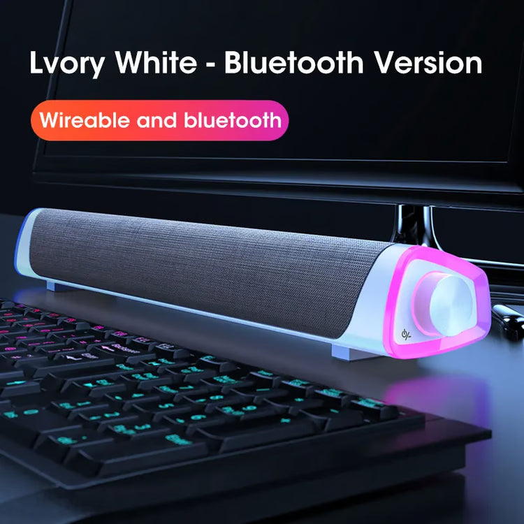 Wireless Bluetooth Speaker Bar with Stereo Sound & Subwoofer for Laptops and PCs – Wired Speaker