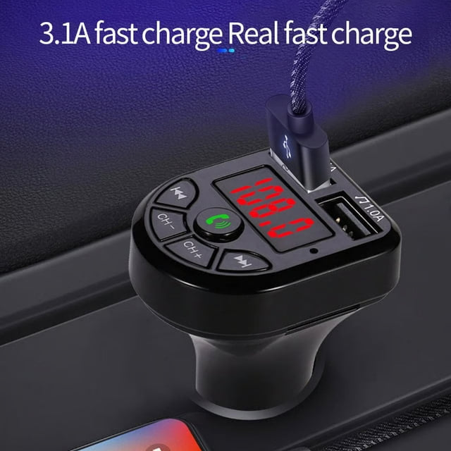Bluetooth FM Transmitter with USB Charging & MP3 Playback