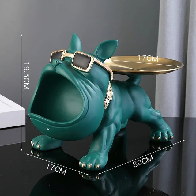 Bulldog Figurine Storage Box - Resin Dog Statue Ornament for Home Decor