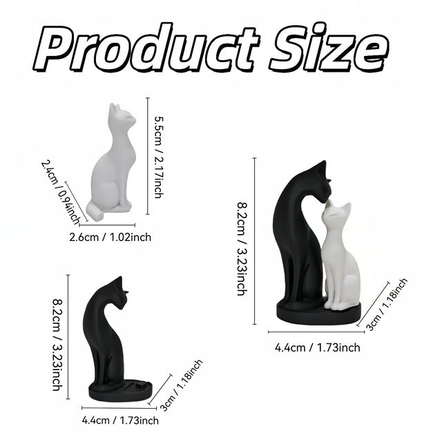 Black and White Cat Sculpture Modern Desk & Home Decor Accent
