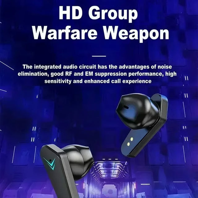 Bluetooth Low-Latency Gaming Earbuds with Built-In Microphone