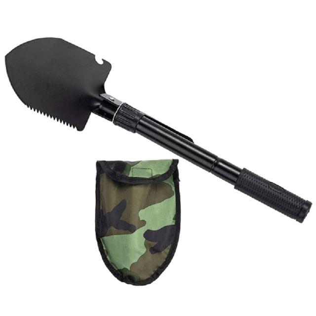 Folding Camping Shovel with Carrying Pouch for Outdoor & Garden Use