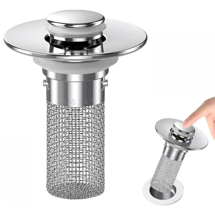 Pop-Up Bathroom Sink Drain Strainer – Removable Stainless Steel Hair Catcher & Drain Stopper