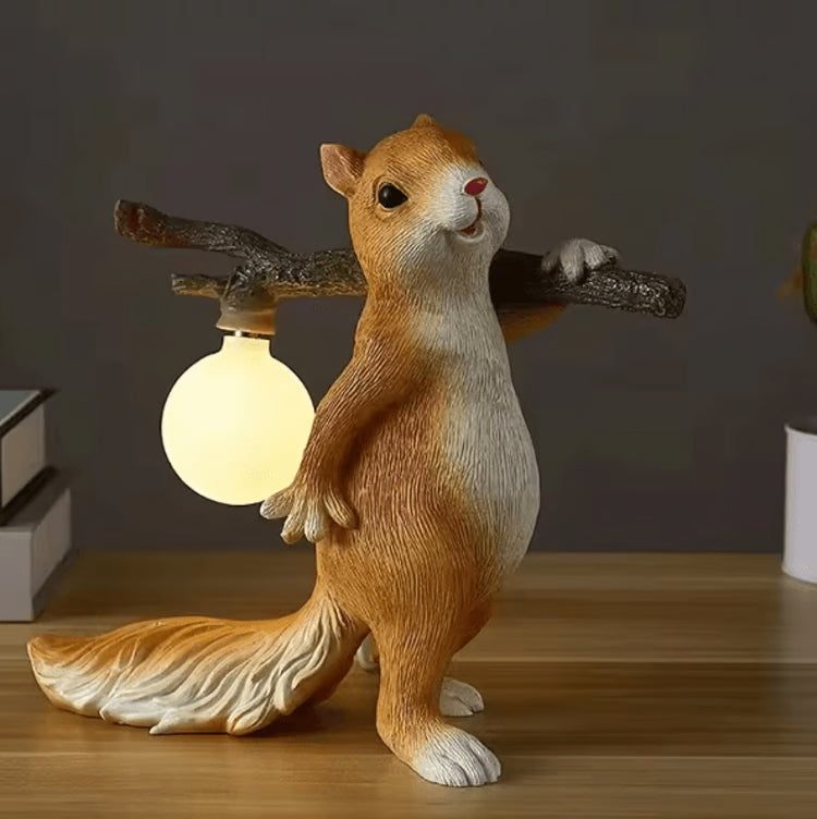 Cartoon Squirrel Resin Desk Lamp Cute Ambient Night Light for Kids Room Decor