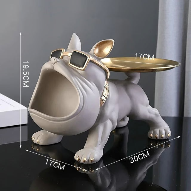 Bulldog Figurine Storage Box - Resin Dog Statue Ornament for Home Decor