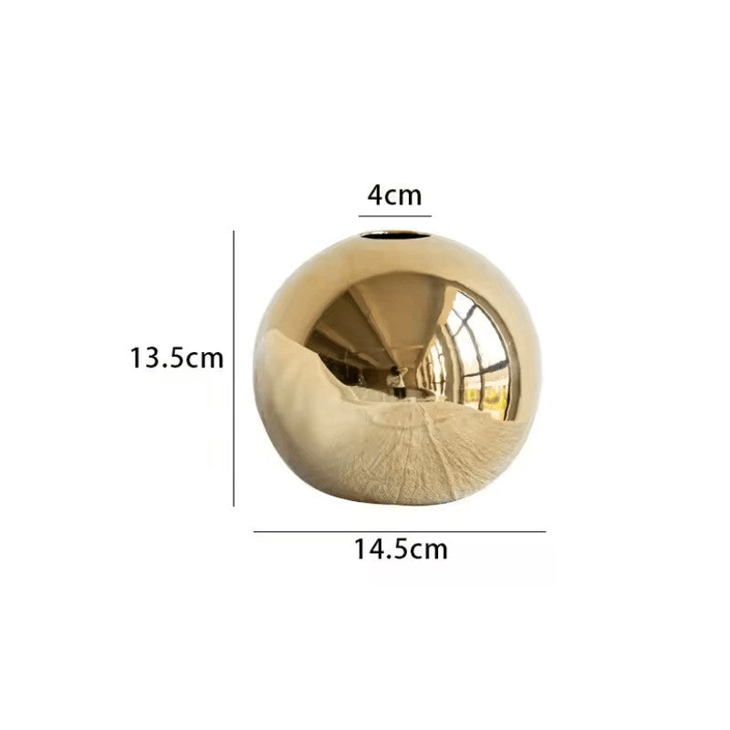 Modern Gold Ceramic Ball Vase for Home Decor and Flower Arrangements