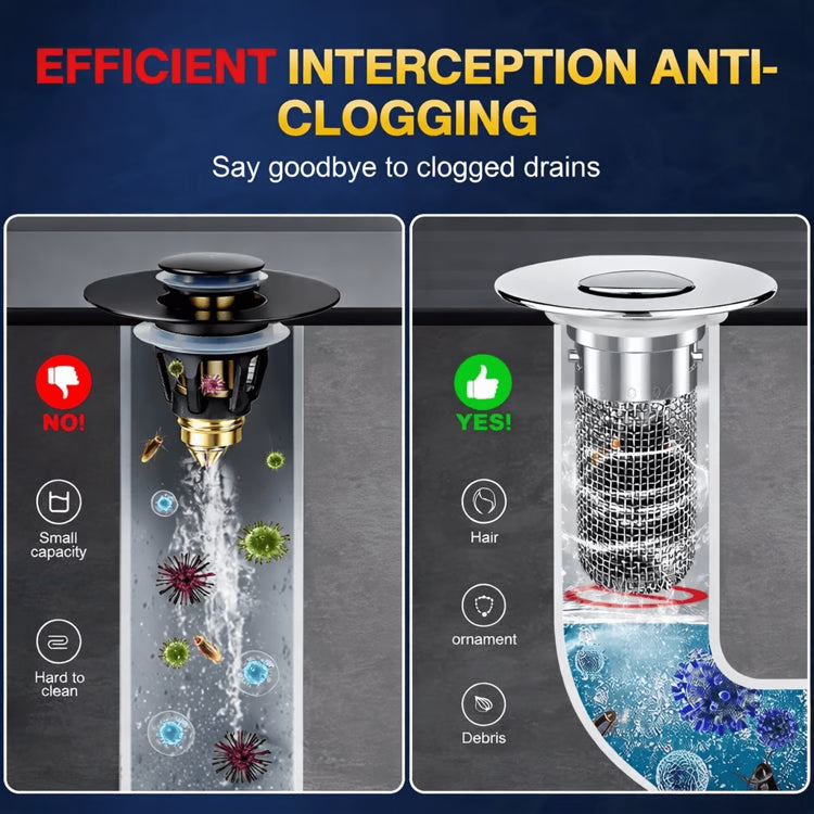 Pop-Up Bathroom Sink Drain Strainer – Removable Stainless Steel Hair Catcher & Drain Stopper