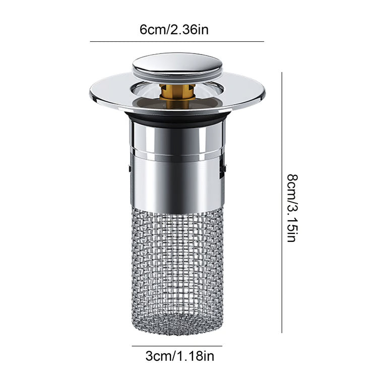 Pop-Up Bathroom Sink Drain Strainer – Removable Stainless Steel Hair Catcher & Drain Stopper