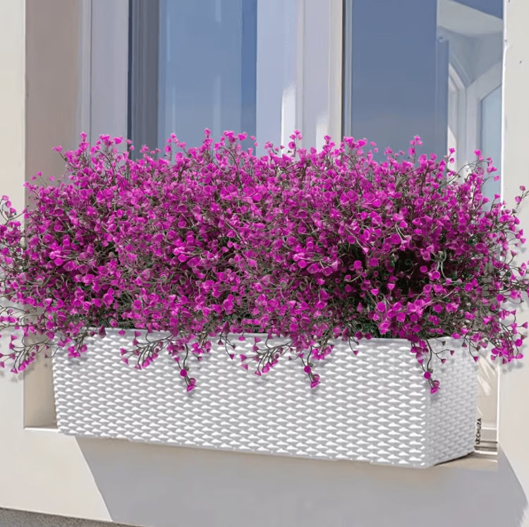 12 Bundles UV Resistant Artificial Outdoor Flowers – Lifelike Plastic Shrubs for Garden & Window Box Decor