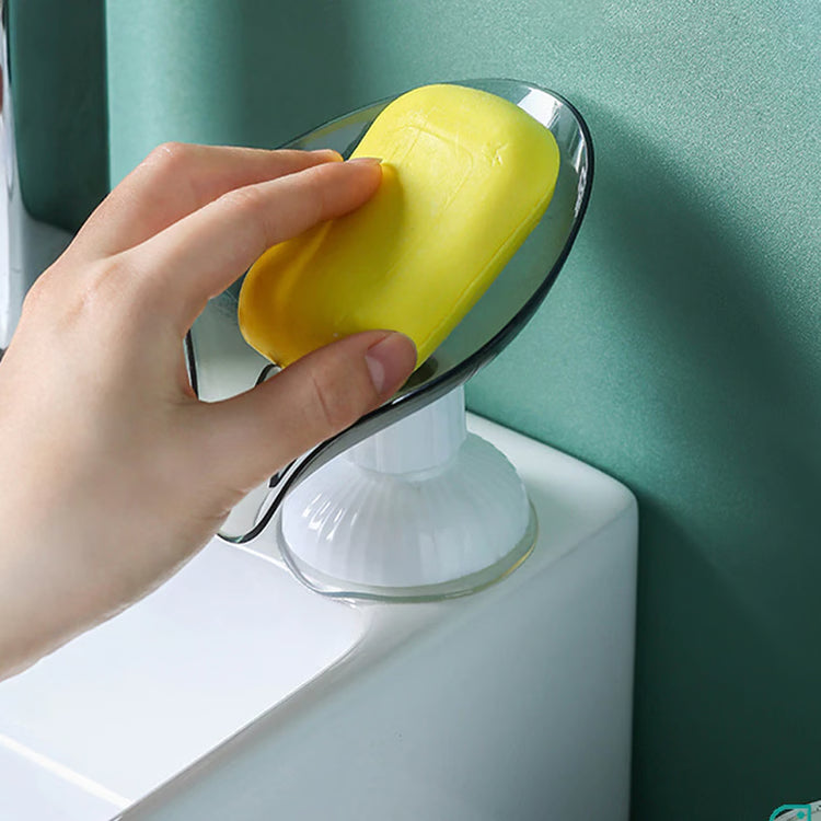 Stylish Rotating Leaf Shaped Self Draining Soap Holder