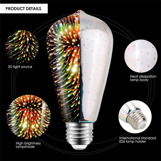 Galaxy Light Bulb – Infinity 3D Fireworks LED Lamp